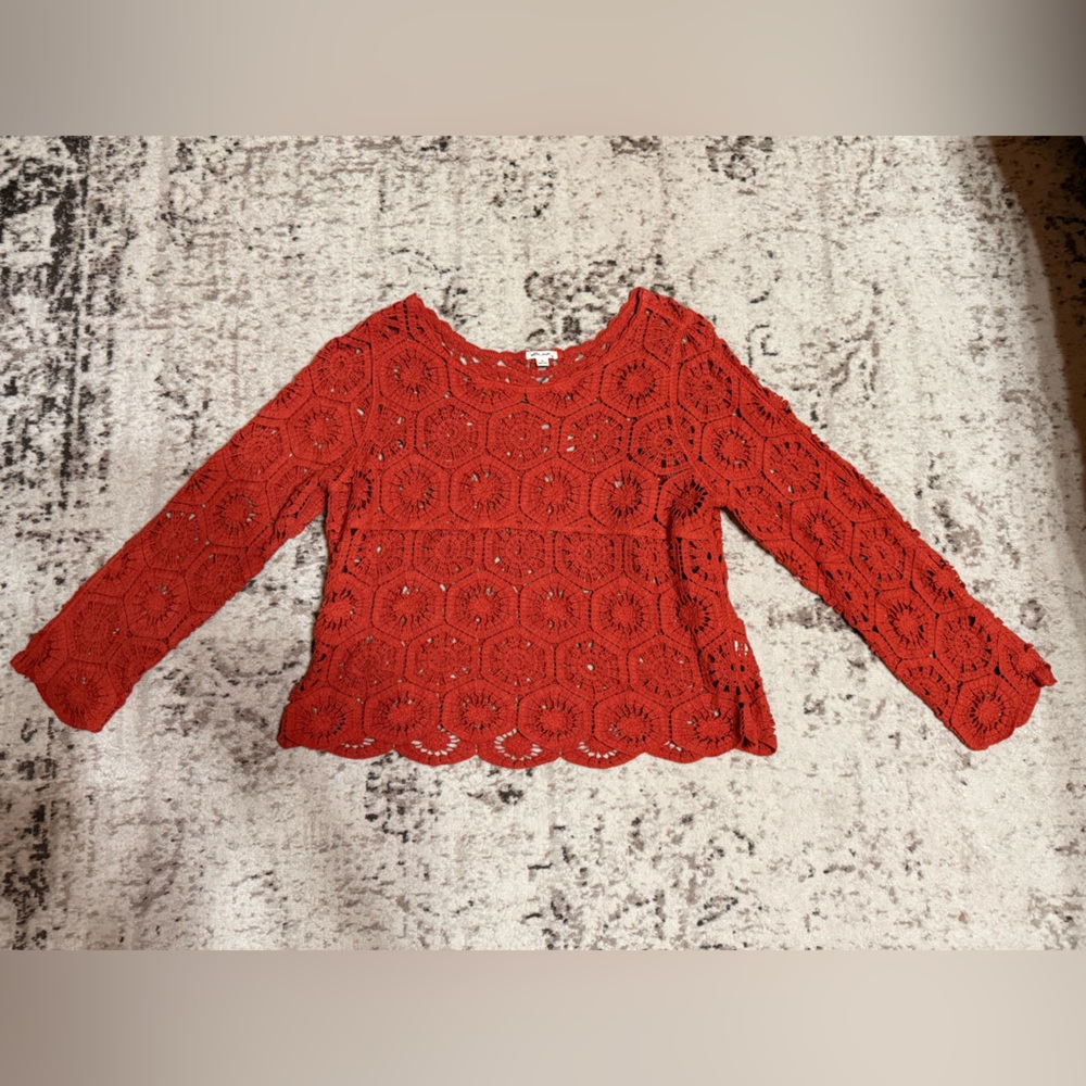 Ultra Pink Brand crochet overlay top Sz XL Burnt Orange